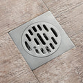 HIDEEP Modern 4-Inch Bright Silver Stainless Steel Brushed Anti-Odor ISO9001 Certified Floor Drain 10x10cm for Bathroom Toilet