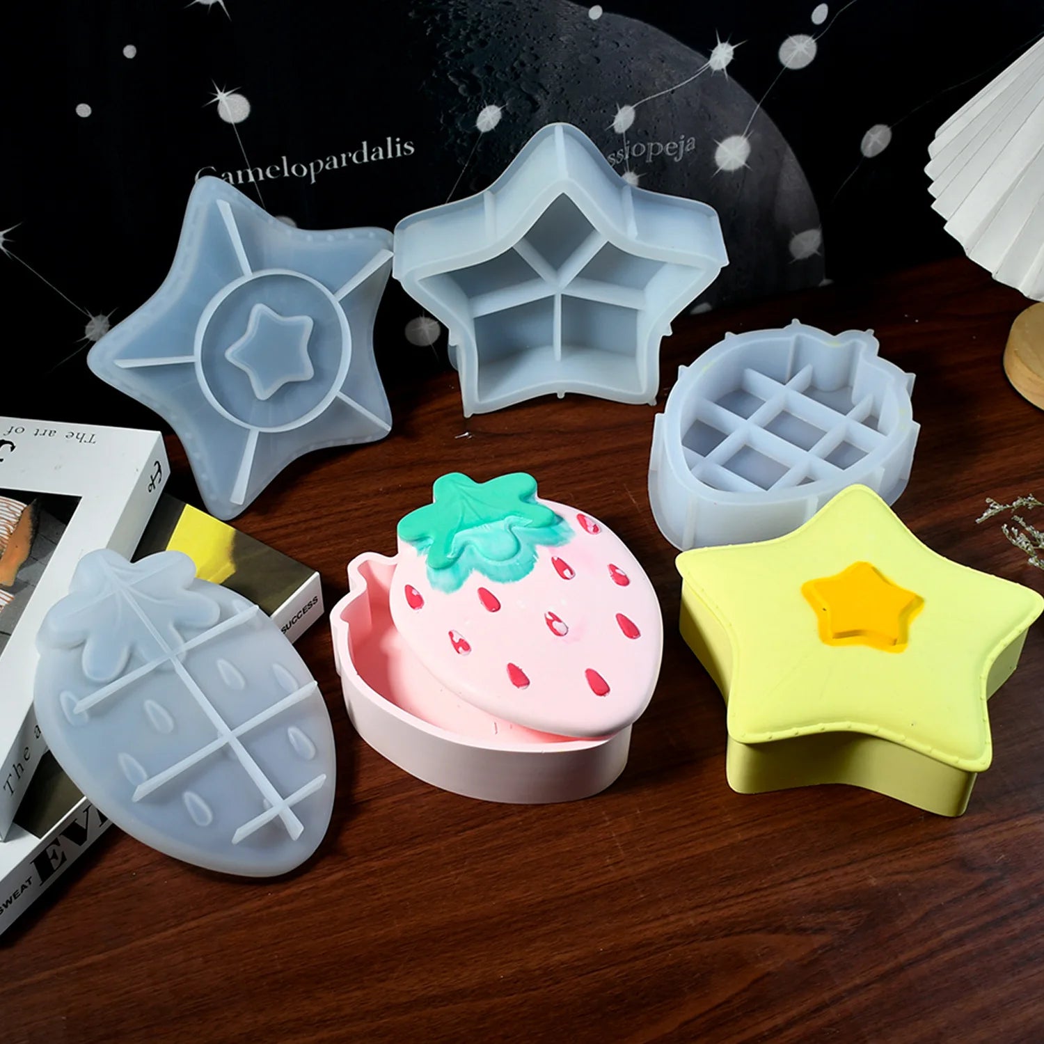 Diy Glue Mold Strawberry Star Storage Box Silicone Mold Gypsum Resin Jewelry Storage Box