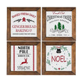 Hot Sale Square Wooden Sign Christmas Wooden Plate Sign Design Hanging Wall Wreath Decoration