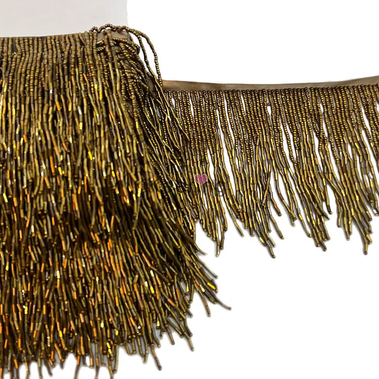 Heave Brown Gold Seam Binding Brown Trim Panel Tassels Lampshade Beaded Fringe for Sewing