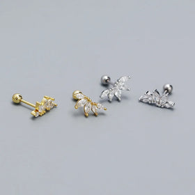 925 Sterling Silver Oval Stone Zircon Screw Back Wedding Stud Earrings for Girls Beautiful Jewelry