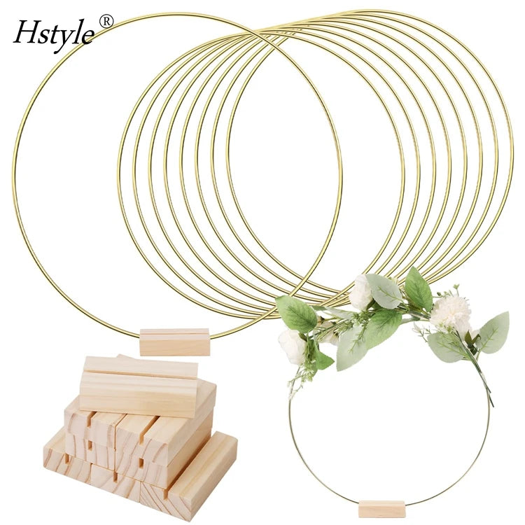 10PCS 12 Inch Metal Floral Hoop Centerpiece for Table Gold Floral Hoop for DIY Wedding Birthday Party Events Home Table HS1348