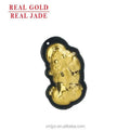 Certified Kuaishou Douyin Live Net Red Hetian Jade Ink Jade Pure Gold Pixiu Gold Inlaid Jade Pendant Factory Direct Sales