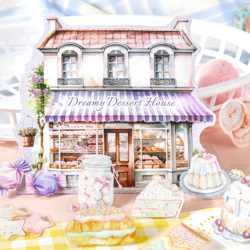 30 Sheets of PET Sticker Pack Dreamy Dessert House Series 6 Choices of Dessert Theme Material Decorative Stickers