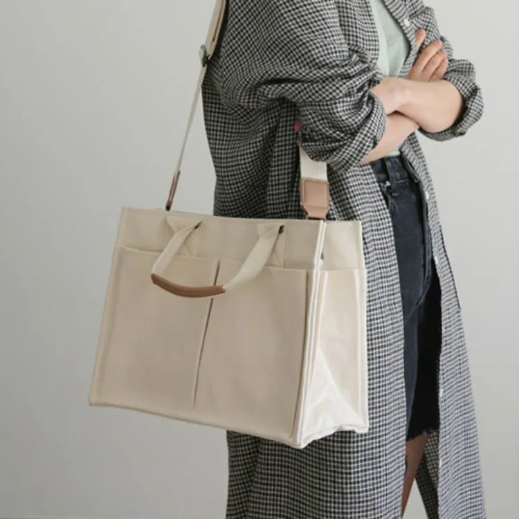 Custom Logo Customized Colors Large Recycle Portable Japan Style Cotton Canvas Women's Shoulder Crossbody Tote Bags Outdoor