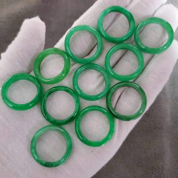 RN1039A Jewelry Supplier Wholesale Green Nephrite Jade Rings Natural Stone Band Jade Ring