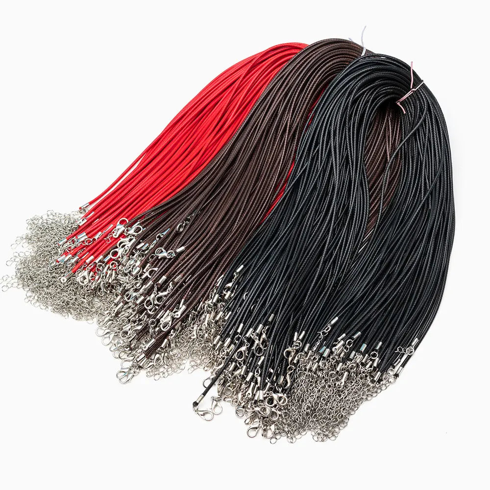 PB002 OEM/ODM 2.0mm Multifarious 24 Inch Colorful Waxed Rope Necklace Chain Classic Unisex Jewelry Making Accessories Leather
