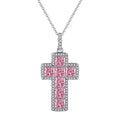 Hainon S925 Sterling Silver Square Zircon Round Zircon Cross Pendant Necklace Ladies Personality Necklace