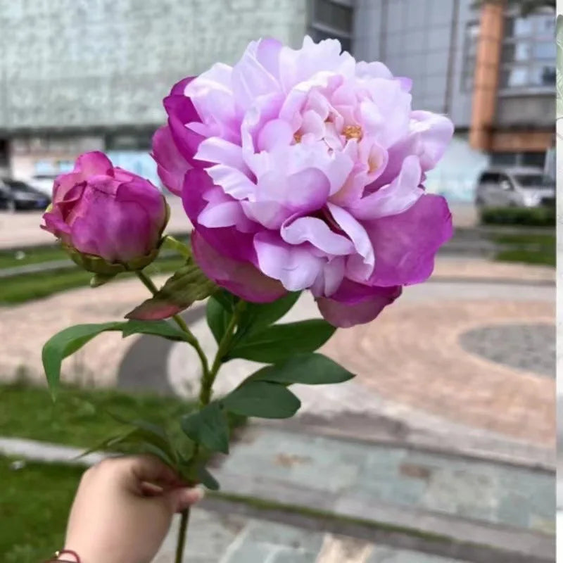 Q059 Wholesale Real Touch Artificial Silk Peony Two-headed Flower Luxury Wedding Home Hotel Decoration