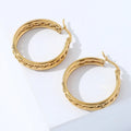 Stainless Steel Jewelry 18K Real Gold Plating Hoop Earrings Thick Chunky Round Twisted Earring for Women Null