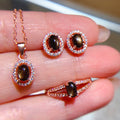 Factory Supply Dubai 925 Sterling Silver 18k Gold Plating Dark Natural Sapphire Jewelry Sets