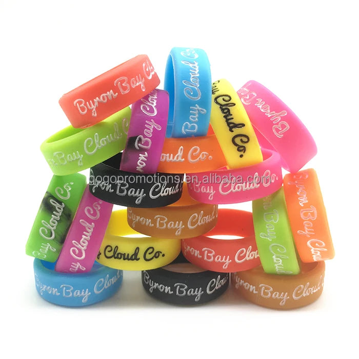 China Factory Silicone Ring Printed Design Your Own logo Silicone Rubber Finger Ring