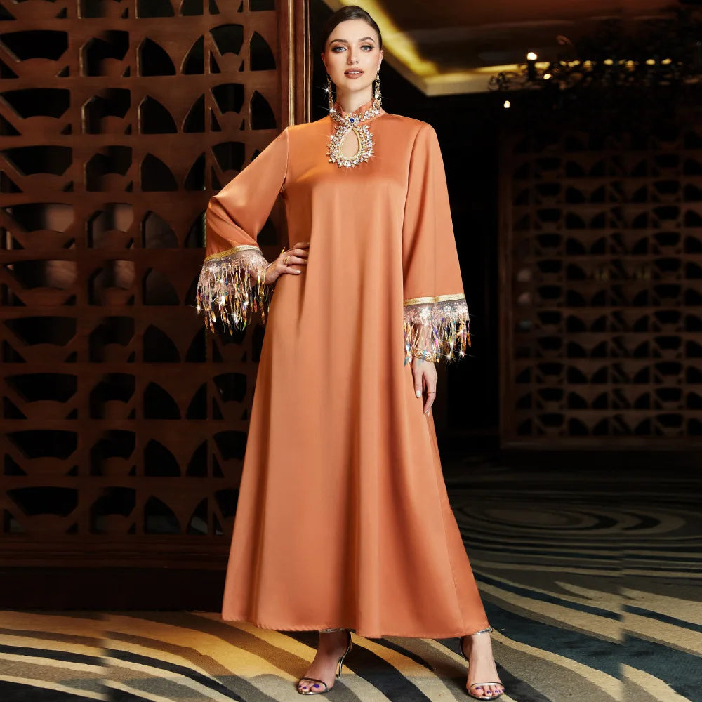 2023 Fashion Turkey Muslim Wedding Dress Dubai Islamic Clothing Lady Elegant Long Sleeve Dresses Abaya Women Muslim Dress