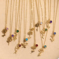 Tarnish Free 12 Months Solitaire Round Zircon Necklace Real 18k PVD Gold Plated Stainless Steel Flower Birthstones Necklace