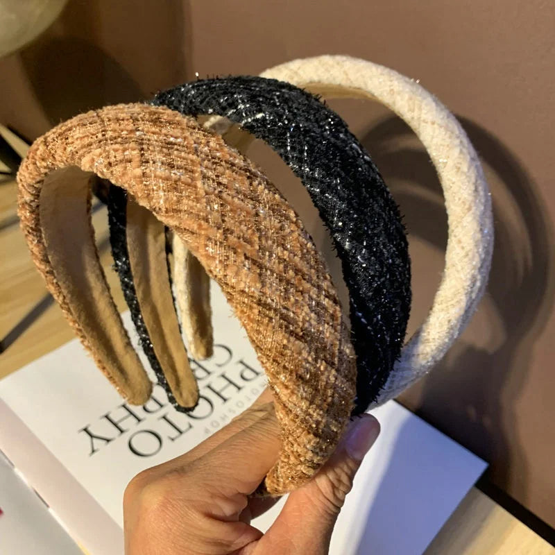 Fashion Plush Plaid Style Headband With Pad and Knit Hair Band for Beautiful Lady