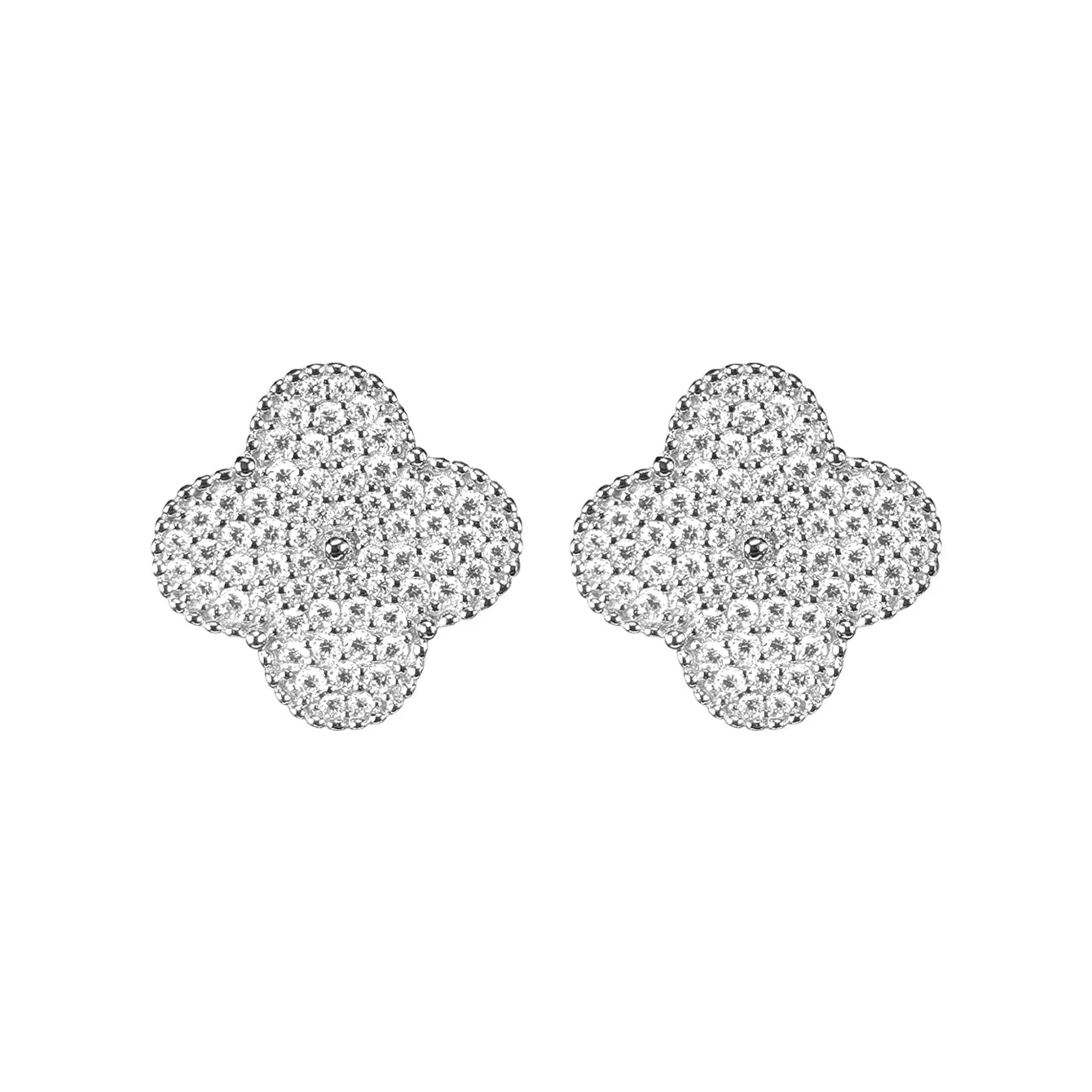 Elegant Lucky Clover Moissanite Earrings for Women 925 Sterling Silver Clip-On Gold Plated Fine Jewelry
