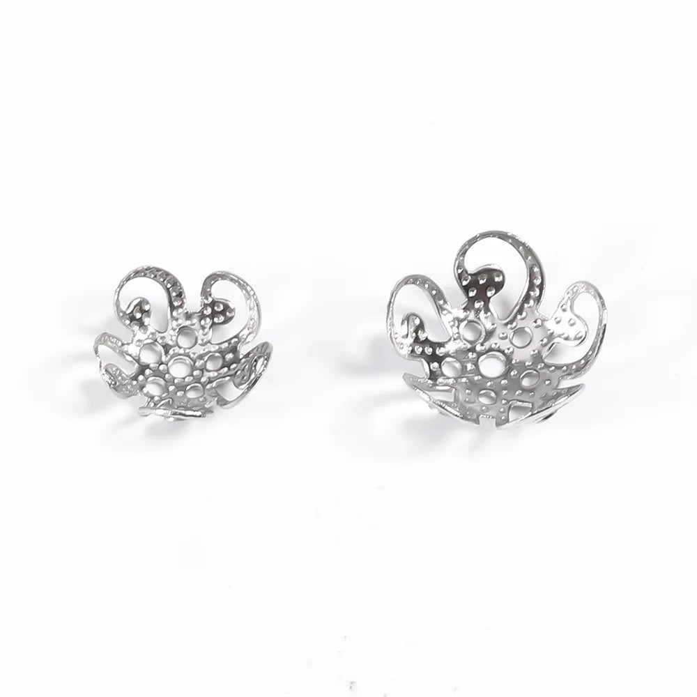 Diameter 8mm 10mm Stainless Steel Spacer Beads Silver Color Flower Spacer Beads for Jewelry Making Findings
