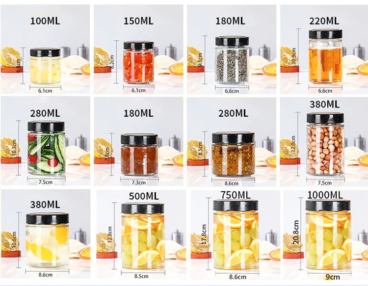 Wholesale Food Storage Jar Containers Small Glass Jars 4Oz 8Oz 12Z 20Oz 100Ml 200 Ml 300Ml High Lid Glass Pickle Jar