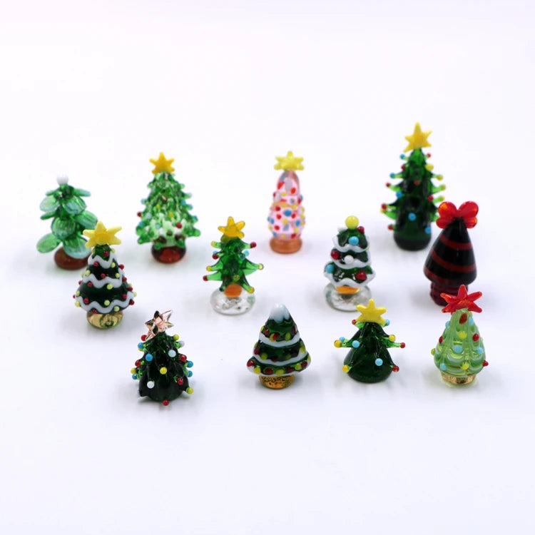 Hot Wholesale Customized Miniature Murano Lampwork Art Ornaments Glass Christmas Tree Figurine Baubles Decoration
