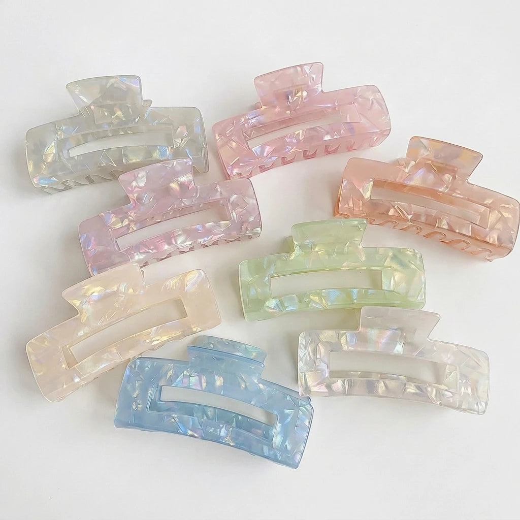 GENYA Big Hair Claw Clip for Women Thick Hair Strong Hold Clips Color Changing PVC Hair Claw Clip Glitter