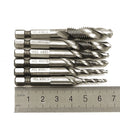 6PCS HSS Hex Shank Spiral Screw Thread Taps Drill Bits Set Hex Tap Drill Bits Metric/Imperial Spiral Fluted Machine Screw
