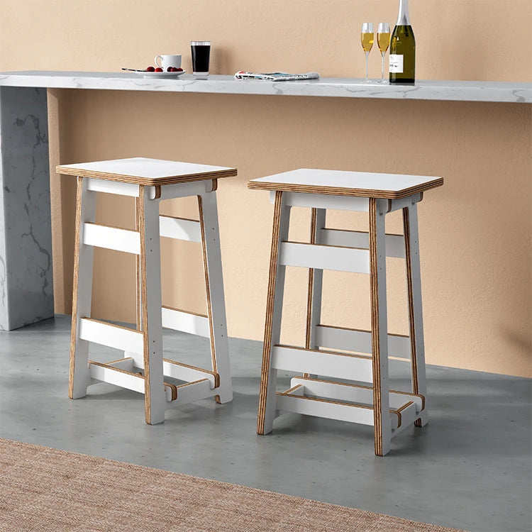 No Screws Plywood Bar Chair Simple Bar Stool Household High Stool European Style Bar High Chair Milk Tea Shop Square Stool