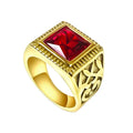 Wholesales Classic Custom Gold Plated Jewelry Red Gemstone Finger Men's Ring with 18K Gold Plated