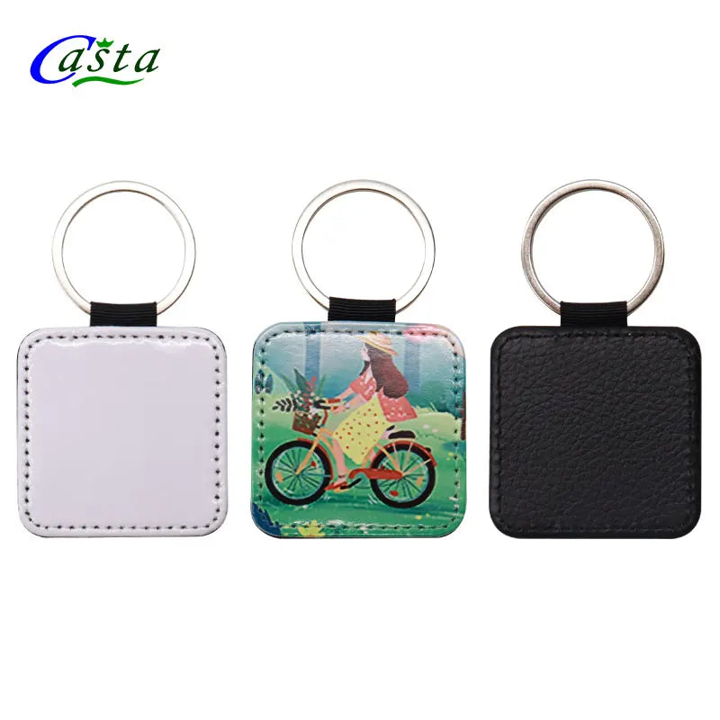Wholesale PU Sublimation Heart Keychain Blank Custom Logo Single Side Printing Sublimation Leather Keychains