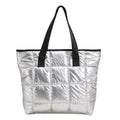 Large Capacity Nylon Puffer Handbag Lightweight Glossy Down Cotton Padding Casual Tote with Two Straps Quilted Design MOQ 3pcs