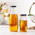Empty Transparent Milk Glass Bottle 200ml 250ml 500ml 1l Milk Juice Tea Drink Glass Bottle With Lid