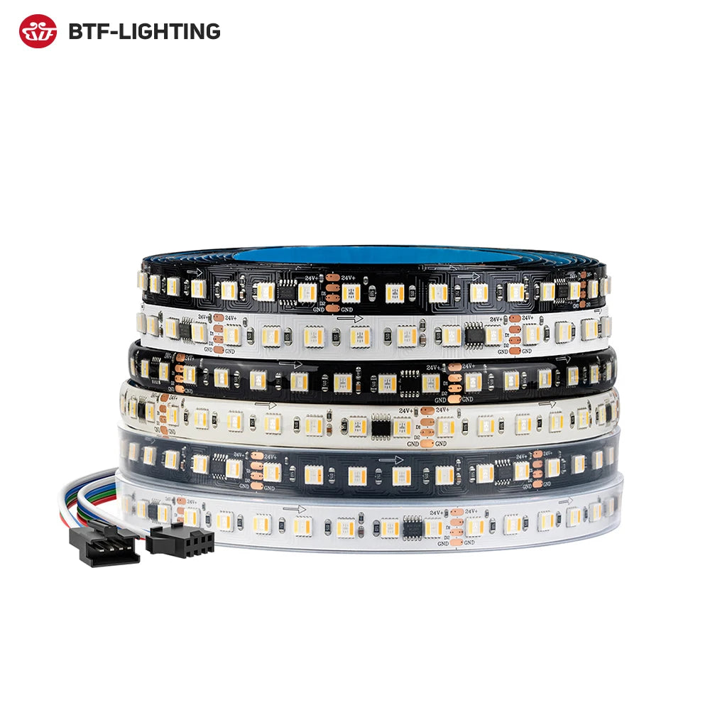 BTF LIGHTING New Products WS2805IC DC12V 24V RGBCW RGBWW 5In1 RGBCCT Pixel Addressable RGBW LED Strip