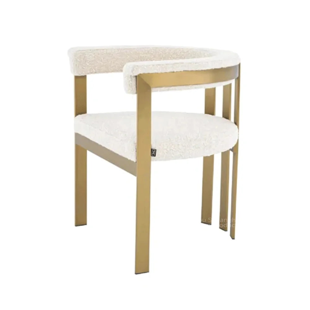 European Style Velvet Back Armchair Stainless Steel Frame Dining Room Chairs Restaurant Chair for Home Hotel Furniture MegaBDM