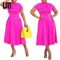 Liu Ming Oem Odm New Fashion Women Casual Summer Short Sleeve Plus Size 3XL Midi Dress