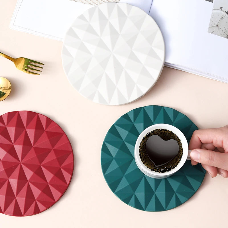 Reusable Multi-function Placemat Round Shape coaster  Heat Resistant Silicone Pot Holder