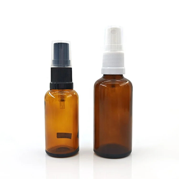 Wholesale Custom 15ml Amber Spray Pump Bottle Round Glass Essential Oil Bottles With Dropper