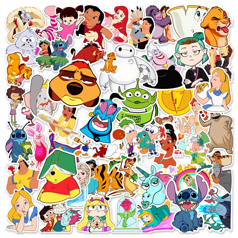 50Pcs Classic Kid Cartoon Graffiti Stickers for Laptop Notebook Waterproof Home Decor Sticker Label