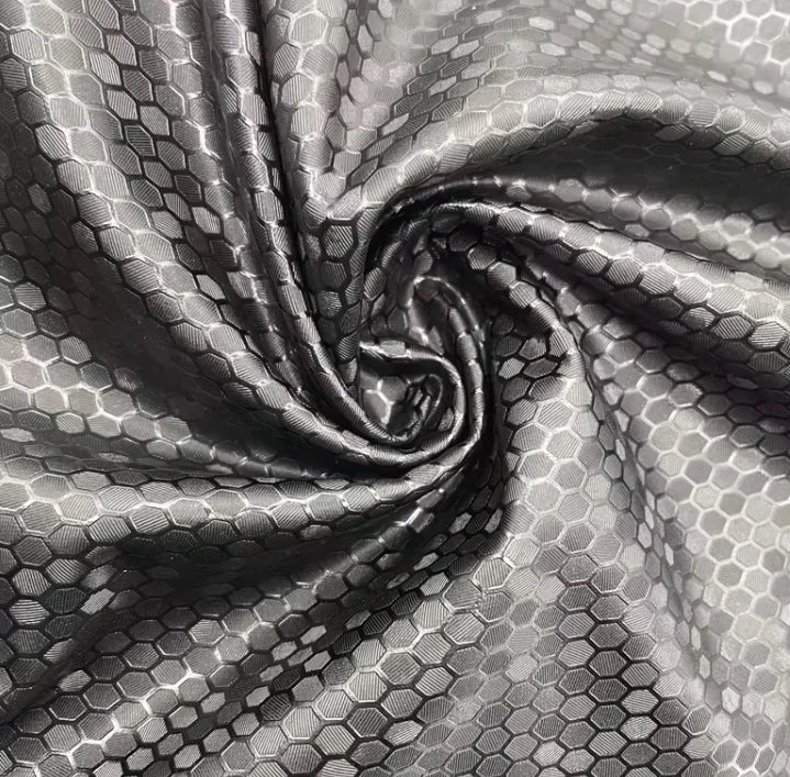 PFAS FREE Hive Pattern Textured PU Leather Stretch Leather Fabric for Pants 4 Way Stretch Fabric Leather Fabric for Clothing