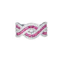 SENYU Custom Fashion Twine Open Ring Corundum Red Cubic Zirconia Charm Spiral Twist Interlaced Design Women Ring for Party Gifts