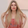 Fast Delivery Blonde 613 Lace Wig Synthetic Lace Part Wigs for Black Women Straight 613 Lace Frontal Wigs Heat Resistant Fiber