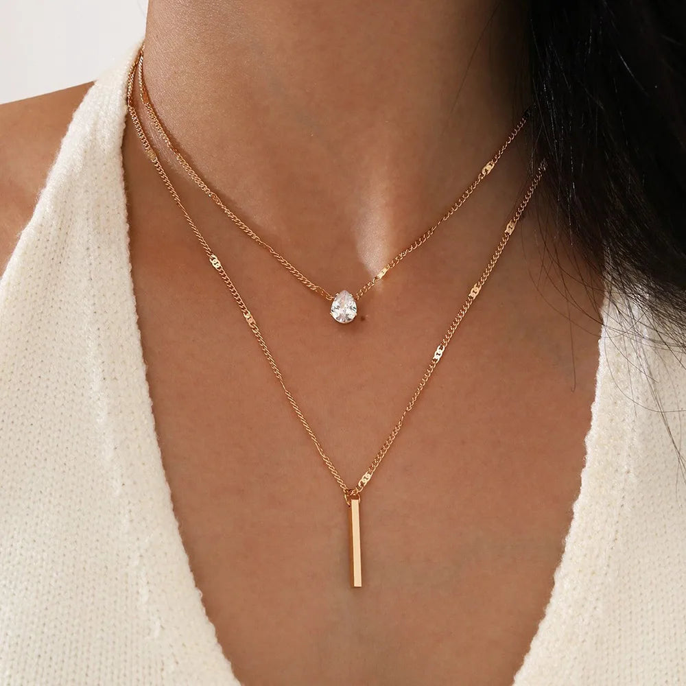 Wholesale Price Vintage Double-Heart Necklace Fashion Link Chain Cheap Alloy Jewelry