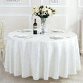 Hot Selling Wholesale Yarn Dyed White Round Tablecloths Hotel Restaurant Wedding Dinner Polyester Table Cloth Bulk