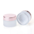 Stock clear Frosted Cosmetic Glass Cream Jar with Metallic Rose Gold Lid