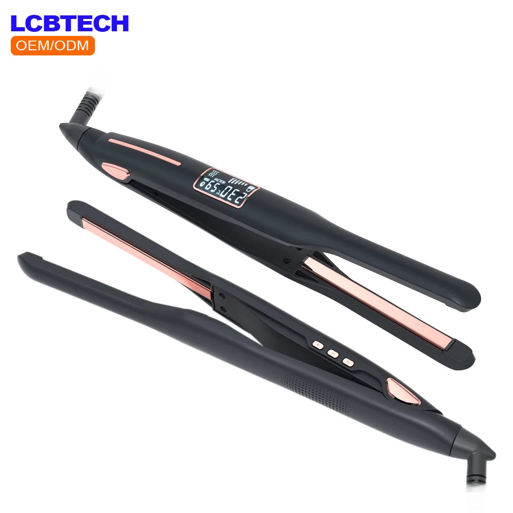 New Professional Pencil Flat Iron for Men's Edges Short Hair 3/10 Inch Aluminum Plates Waterproof Stainless Steel Straightener