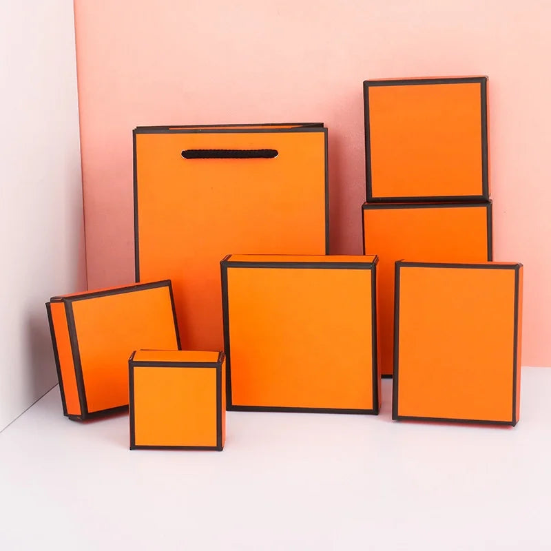 A1 Wholesale Custom Jewelry Packaging Orange Cardboard Paper Necklace Box With Logo