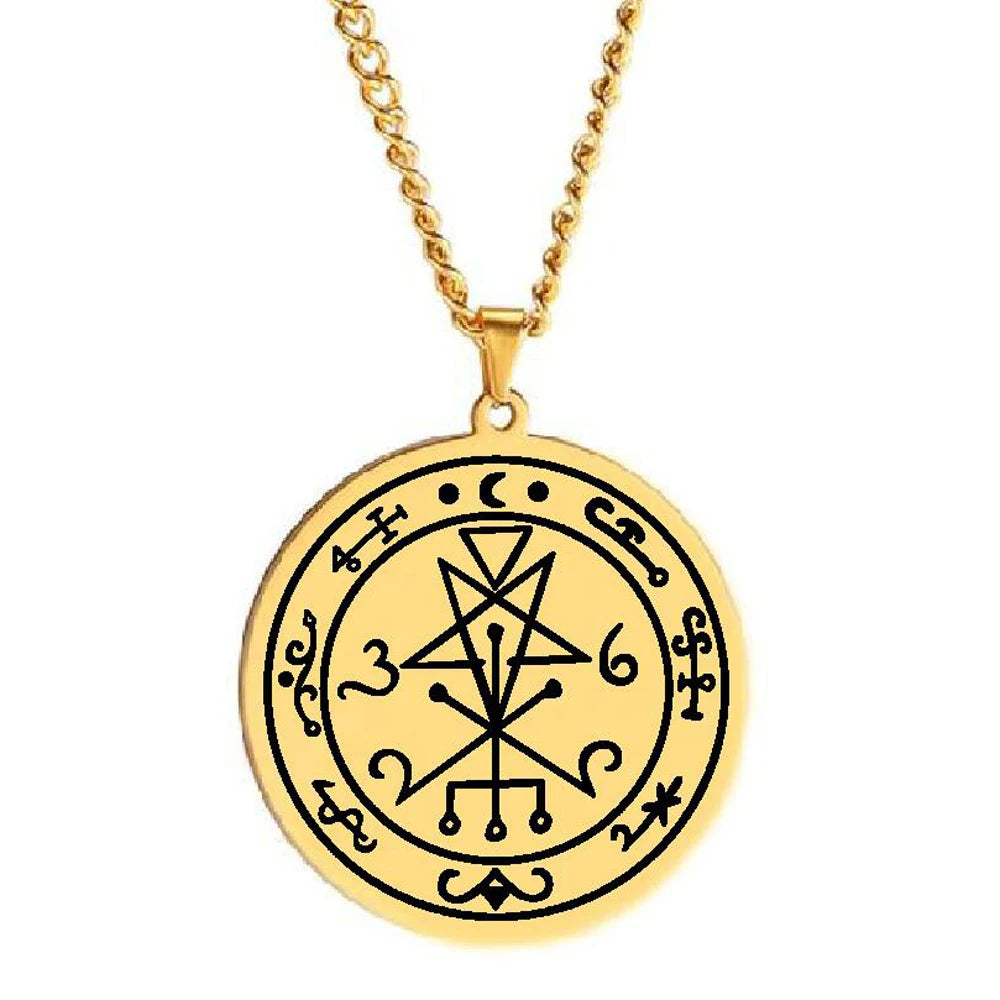 The Key of Wealth Kabbalah Learn to Get More Success and Wealth Into Your Life Seal of Lilith Stainless Steel Pendant Necklace