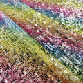 Free Samples High Quality Luxury Garment Custom Printed Rainbow Mesh Sequin Fabric