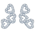 Inlaid Stone Simple Full Zircon Hollowed Three Love Heart Row Vintage Wedding Party Gift S925 Sterling Silver Stud Women's