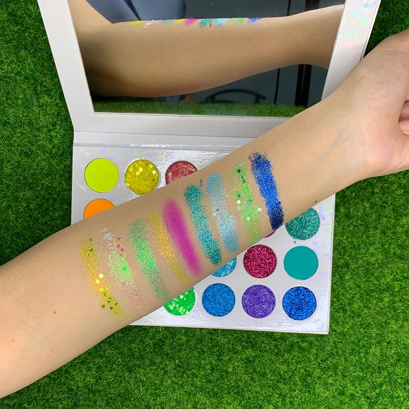 Cosmetics Palette Eyeshadow Shimmer Matte Custom Pink Green Glitter Makeup Eyeshadow Palette