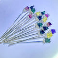 Wholesale Natural Crystal Rainbow Fluorite Fox Hairpin for Women Spiritual Healing Stone Animal Hairpin Decorative Usage