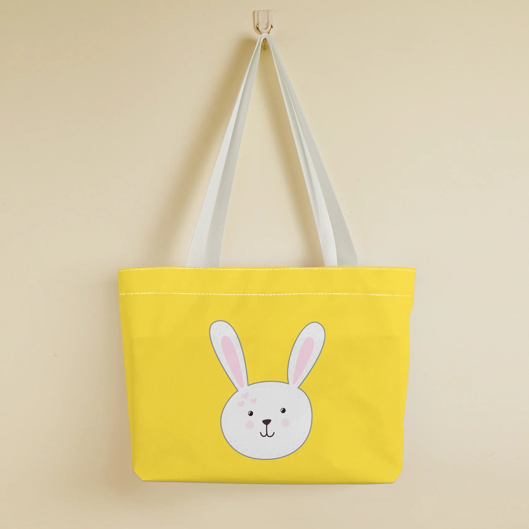 Custom Cute Rabbit Print the Tote Bag Aesthetic Reusable Grocery Tote Bag for Women Daily Shopping